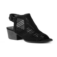 Перфорирани чизми за блок -потпетици на отворени пети во црно