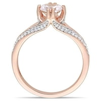 Miabella Women's'sims 1- Carat T.G.W. Овално-скратено Морганит и Карат Т.В. Тркалезен дијамант 14kt розово злато поделено прстен за ангажман