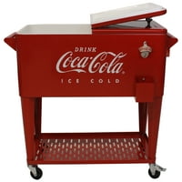 Leigh Country CP Metal Qt. Кока -Кола Отворено внатрешен двор ладилник со послужавник - црвена
