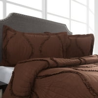 Quilt and Sham Set- хипоалергичен преголем целосен кралица јорган креветот сет со закривена руфла дизајн- серија на Charlize од Lavish Home