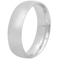 Машка високо-поли-поли-сребрен сребрен венчален прстен