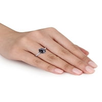 1- Карат Т.В. Црн и бел дијамант 10kt прстен за ангажман на бело злато ореол