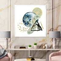 DesignArt 'Минималистички пејзаж на Месечината со планини II' модерен врамен уметнички принт