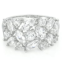 Брилијантност фино накит Стерлинг сребрен симулиран бел дијамантски прстен
