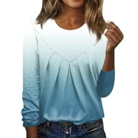 Женски Врвови Со Долги Ракави Вратот На Екипажот Обична Пуловер Фасион Печатена Блуза