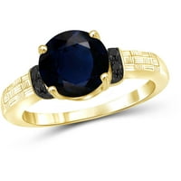 Jewelersclub Sapphire Ring Rigntone Jewelry - 2. Carat Sapphire 14k златен сребрен прстен накит со црн дијамантски акцент - Gemstone Rings со хипоалергичен 14K златен сребрена лента