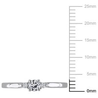 Miaенски Carat Carat T.G.W. Создаден бел сафир и дијамантски акцент Стерлинг сребрен прстен за ангажман со 3 камен