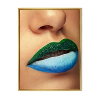 DesignArt „Затвори жени усни со мода со шминка и модерни врамени платно платно за печатење на платно