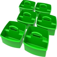 Чувајте Пластични Десктоп Организатор Кади Со Рачка, Прегради, Зелена, 6-Пакет