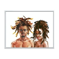 Дизајнрт „Портрет на афроамерикански пар“ модерна врамена платна wallидна уметност