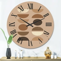 DesignArt 'Апстрактна месечина и сонце геометриски принт ii' модерен часовник од дрво woodид