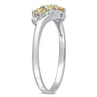 Miaенски Carat Carat T.G.W. Активен и дијамантски акцент 10kt бело злато 3-камен бајпас прстен