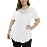 Кетиј-чн Дами Плус Големина Блузи Жени Летни Маици Со Кратки Ракави Обични Лабави Врвови Бели, XL