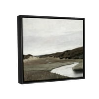 Рурален поток класичен пејзаж пејзаж за сликање џет -црна врамена уметничка печатена wallидна уметност