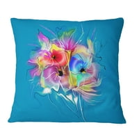 DesignArt летни шарени цвеќиња на сина боја - цветно фрлање перница - 18x18