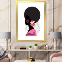 DesignArt 'Етничка геометриска силуета на афроамериканец I' модерен врамен уметнички принт