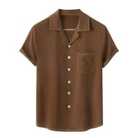 мишуовоти машки летен хаваи солидна кошула краток ракав џеб ревер јака копче кошула