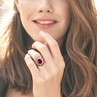 8-карат од Miabella Women 8- создаде Руби создаде бел сафир 10kt розово злато цветен прстен