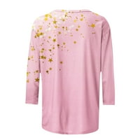 Пинк Блузи За Жени Паѓаат Мода Срце Печатење Екипажот Ракав Кошули Дами Облечени Блузи На Дозвола