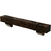 Ekena Millwork 4 H 4 D 48 W Pecky Cypress Fau Wood Camplace Mantel Kit W Ashford Corbels, Premium Aed
