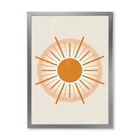 DesignArt 'Портокалово зрачење Сонце II' модерен врамен уметнички принт