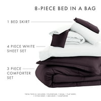 Нобл постелнина 8-парчиња виолетова кревет во сет за постелнина за микрофибер торба, близнак XL