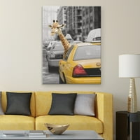 Уметничка галерија за ремек -дело Урбана џунгла жирафа во таксикаб од Бел Мејсон Канвас Арт Печати 30 40