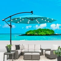 FT Патио чадори соларни предводени чадор за висина внатрешен двор на отворено сонце со вкрстена база за задниот двор на градинарски