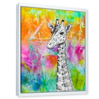 Монохроматска жирафа цртање на светло виножито врамено сликарско платно уметничко печатење