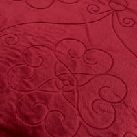 3. ЛБ лесна врежана плишана плишана креветска ќебе, црвена, полна кралица