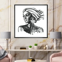 Дизајн -портрет на афро -американска жена xii 'модерна врамена платна wallидна уметност печатење