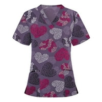 Кратки Ракави Блузи Работна Облека Графички Отпечатоци Блузи V-Вратот Мода За Жени Жешка Розова С