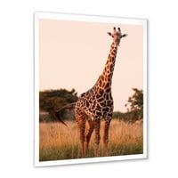DesignArt 'Африканска жирафа во животинскиот свет I' Фарма куќа врамена уметничка принт