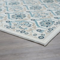 Транзициска површина килим цветна крема, златен затворен правоаголник лесен за чистење