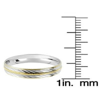 Крајбрежен накит со два тона не'рѓосувачки челик дијагонално жлебов прстен