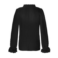 Луиенес Чипка V-Вратот Долга Еднобојна Женска Ракав Мода Врвот Обична Женска Блуза