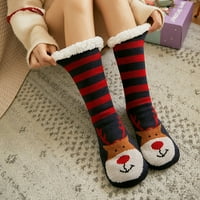 Чорапи За Жени И Мажи Дозвола Божиќни Жени Плишани Чорапи Печатат Подебели Чорапи За Кат Против лизгање Тепих Чорапи