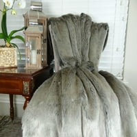 Tissavel Grey Fau Fur рачно изработено фрлано ќебе