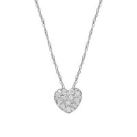 Brilliance фино накит КТ дијамантски срцев приврзок ѓердан во 10к бело злато за жени