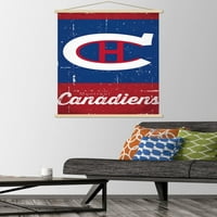 Монтреал Канадиенс - Ретро Логото Ѕид Постер Со Дрвена Магнетна Рамка, 22.375 34
