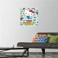 Здраво Маче-Среќен Ѕид Постер Со Притисни Иглички, 14.725 22.375