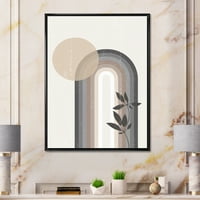Дизајн 'Апстрактна месечина на виножитото и сонце во тонови на Земјата III' Современа врамена платно wallидна уметност печатење