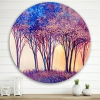 Дизајн на „Шарени сини дрвја Апстрактни шумски пејзаж“ модерна метална wallидна уметност - диск од 36