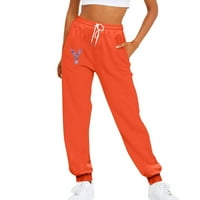 Спортски панталони За жени Обична Мода Нацртајте Јаже Со Цврста Боја Качулка Долги Панталони Спортски Панталони Портокал ХХЛ