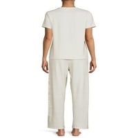 Loveубов на прва глетка печатена џебна маица и широки панталони за нозе, пижама, 2-парчиња