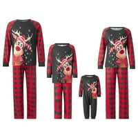 Божиќни пижами За Семејна Црвена Карирана Елен Божиќ Пјс Соодветна Семејна Облека За Спиење Комплети Ноќна Облека