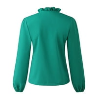 Милуксас Жените Обичните Полн Ракав V - Вратот Блузи Лабава Кошули Плус Големина Жените Облека Дозвола Продажба Зелена 10