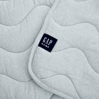 Gap Home Kids Mirt Mait Soft Jersey Organic Cotton Blend Quilt сет, целосна кралица, сива, 3-парчиња