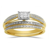 Стерлинг сребро со 18К жолто злато обложено засекогаш невестата CTTW дијамантски прстен за ангажман