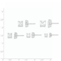 Примарен Сребрен Стерлинг Сребрен Квадрат Бела Кубна Цирконија Пост Обетки Пар Во Собата